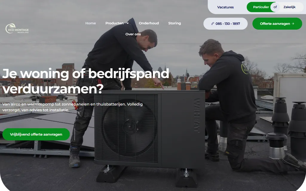 Homepage van ecomontagenederland.nl
